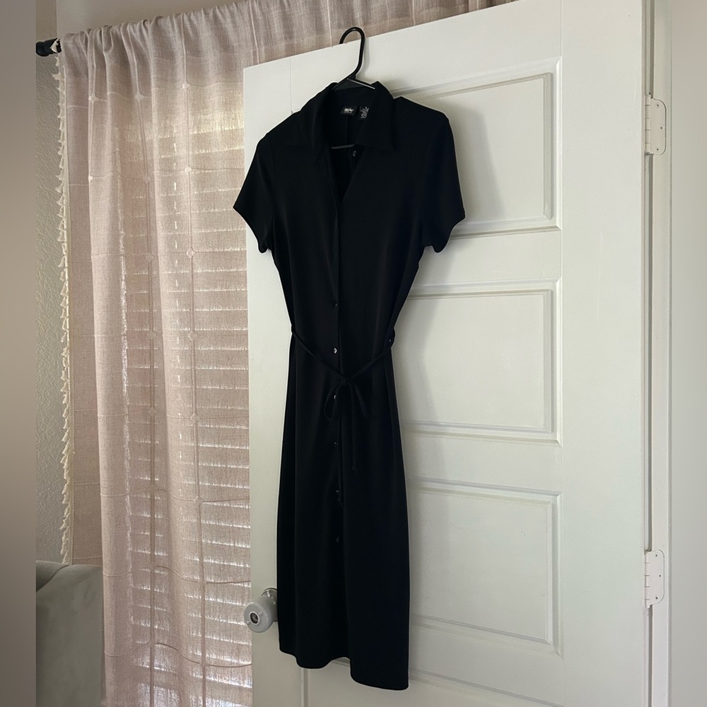Vintage Mossimo Classic Black Button-Front Shirt Dress